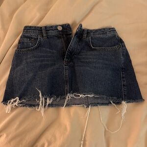 BDG Denim Mini Skirt with Frayed Hem